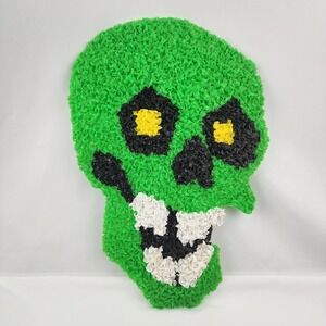 Vintage 1970s Melted Plastic Popcorn Wall Decoration‎ Halloween Skull 16" Tall